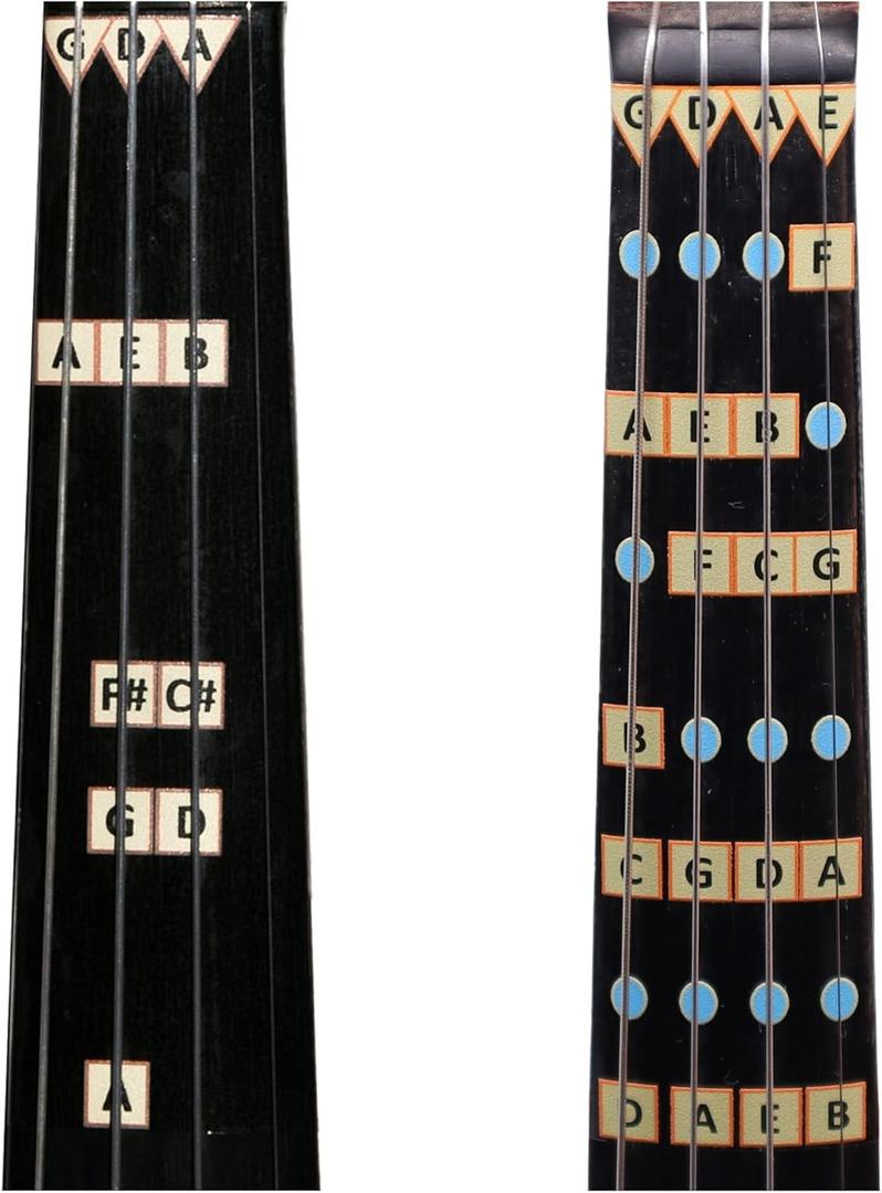Fantastic Finger Guide for Violins - Music Accessories for String Instruments, Fingerboard and Fretboard Stickers, Learn to Play Violin or Fiddle Notes, Combo: D Major and All Notes Guides 1/2 SIZE