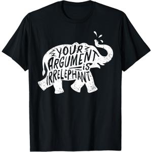 Funny Elephant Irrelephant Pun T-Shirt for Pun Lovers T-Shirt (Black), XL