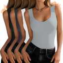 4 Pcs Womens Thermal Tank Tops Sleeveless Sweetheart Neck Undershirts Fleece Base Layer Lightweight Underwear Tops (S)