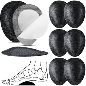 4 Pairs Metatarsal Pads for Women Men Leather Metatarsal Arch Support Ball of Foot Cushions Pain Relief for Metatarsalgia 1/3 Inch Thick Foot Pads (Black,L)