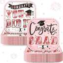FoldTier 100 Pcs 2026 Graduation Party Dessert Plates Bulk 7 x 7 Inch Congrats Grad Paper Disposable Square Dessert Dinner Plates for Graduation Cocktail Supplies Party Decor (Square,Pink)