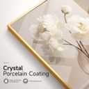 Pennimor 3Pc White Flower Crystal Porcelain Wall Art, Gold Frame, 12" x 18" | Aluminum Alloy Frame | White Flower Art | Ready To Hang | For Living Room Bedroom Bathroom / Home Office Decoration