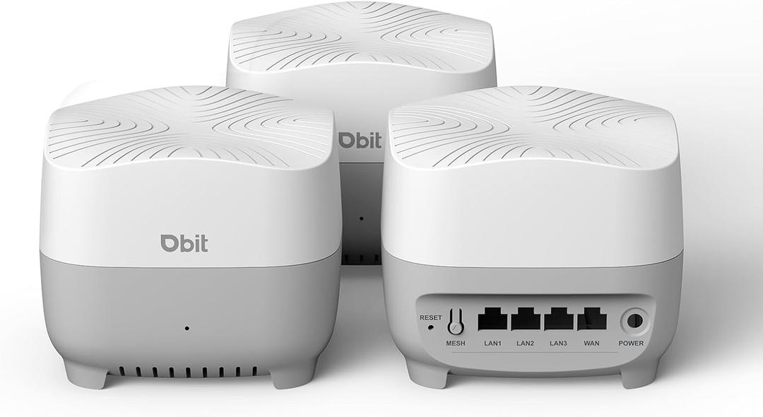 DBIT AX1500 WiFi 6 Mesh Wi-Fi System | 5,600 Sq Ft Coverage & 120 Devices | Dual-Band, Seamless Roaming, Parental Controls | Replaces Wireless Router and Extender | 4 Gigabit Ports Per Unit (3-Pack)