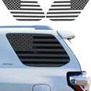 Fit for Toyota 4Runner 2010-2024 | Precut American Flag Window Decals | Rear Quarter Window Stickers Both Side | Proudly Made in The USA | with US Made Vinyl Matte Black (Solid)