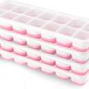 Ice Cube Trays 4 Pack, Airabc Silicone Ice Cube Trays with Removable Lid, Easy-Release Flexible 14-cube Ice Trays, LFGB Certified and BPA Free, Stackable Ice Trays with Covers for Cocktail, Freezer (Pink)