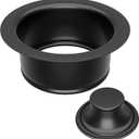 Kitchen Sink Garbage Disposal Flange and Stopper,Sink Drain Flange with Stopper for Garbage Disposal Stainless Steel Fit Universal 3-1/2 Inch Standard Sink Drain Opening Matte Black