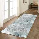 Modern Abstract 2x8 Washable Hallway Runner Rug, Non-Skid Soft Kitchen Runner Rugs for Entryway Laundry Room Living (Cyan/Multicolor)