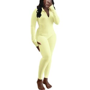 Vssjavun Women 2 Piece Outfits Sweatsuit Sets Long Sleeve Zipper Workout Jacket with High Waist Legging Sets Tracksuit (Medium, Yellow)