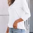 Women's 3/4 Sleeve Tops for Women Crew Neck Casual Tunics Dressy Pleated T Shirts Summer Blouses 2026 (White, S)