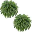 FOREST PRINCE 50" Fake Ferns Bush Plants with 96 Frond, 2 Faux Ferns for Outdoors Planter Large Garden Porch Entrance Balcony Windowsill Home Decor