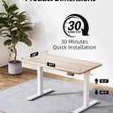 TIQLAB Electric Height Adjustable Standing Desk 47.223.6 inch, Sit Stand Desk with Splice Board, Memory Controller, White Frame & Maple Top Computer Workstation for Home Office
