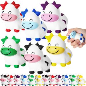 Wettarn 12 Pcs Cows Party Favors Cows Foam Stress Toy Fidget Toy Bulk Cute Farm Animal Party Favors Gift Supplies for Classroom Reward Bathtub Beach Pool Mental Stimulation