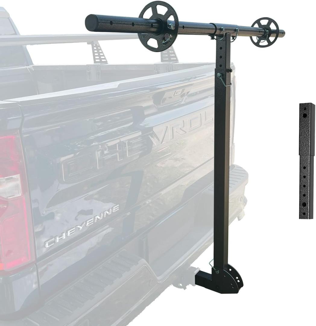 Truck Bed Extender Hitch Mount | Adjustable 4-Position Hitch Extender, Bed Extenders for Trucks & SUV, Ideal for Kayaks, Ladders, Lumber & Oversized Cargo, Reflective Tape