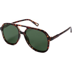 SOJOS Retro Polarized Aviator Sunglasses Womens Mens Classic 70s Vintage Trendy Square Aviators SJ2174 (Brown Tortoise/Dark Green)