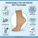 203 Brands New Disposable Try On Socks - Beige Tan Footies (Beige)