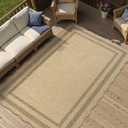 LIVEBOX Scalloped Easy Jute 3x5 Outdoor Rug, Washable Non-Slip Geometric Tan Rugs for Entryway, Indoor Outdoor Farmhouse Rug Modern Carpet Door Mat Area Rug for Patio Bedroom Living Room Kitchen Porch