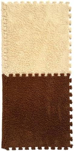 16 Pcs Carpet Foam Floor Tiles Plush Interlocking Carpet Tiles Anti-Slip Soft Playroom Rug 49"x49" Foam Mats Replaceable Washable Puzzle Floor Mats for Bedroom, Home Decor
