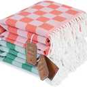 2 Packs Checkered Plaid Travel Towel Turkish Towel Beach Vacation Essentials Blanket Quick Dry Lightweight Hawaii Summer Necessities Europe Mexico Costa Rica Florida Trip Airplane Accessories Flight