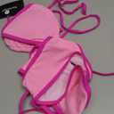 Suvimuga Women Two Piece Swimsuit Color Block Swimwear Halter String Triangle Bikini Sets (Small, Pink)