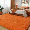 9x12 Large Area Rugs for Living Room, Orange Ultra Fluffy Plush Rug