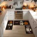 Artoid Mode Bats Black Cats Boo Pumpkin Halloween Kitchen Mats Set of 3, Home Decor Low-Profile Kitchen Rugs for Floor - 17"x29"+17"x36"+17"x47"