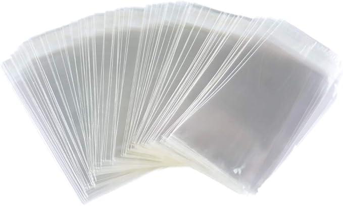 200 PCS 3x5 Inch Clear Resealable Cellophane Bags, Odorless, Reusable, Cellophane Construction, Adhesive Strip Closure, Clear Color, Perfect for Cookie Bakery, Soap, Party Favors
