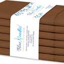 Blue Needles Set of 6 Hemstitch Linen Napkins 100% Cotton Nut Brown Cloth Dinner Napkins 18x18 inches, Soft, Reusable, Absorbent, Washable, Ideal for Spring Summer Easter Event, Parties & Everyday Use