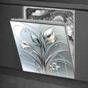 Grey Metal Silver Flower Leaf Pattern Magnetic Dishwasher Cover Sheet Polishing Dishwasher Skin Decor Anti-Scratch Kitchen Decorative Magnetic Stickers Fridge Refrigerator Panel 23x26 Inch