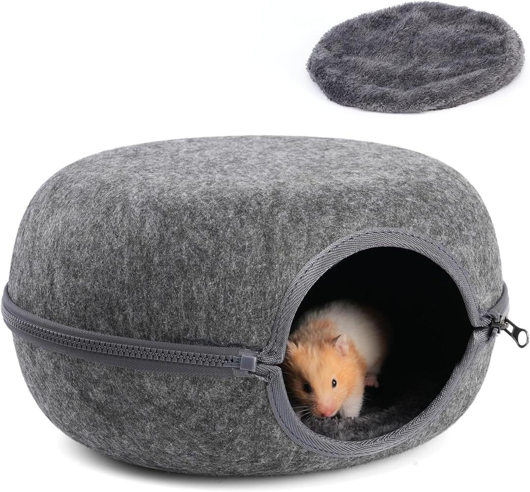 Guinea Pig Hideout, Double Function Guinea Pig Bed with 2 Soft Cushions, Small Animal Cage Accessories for Guinea Pigs, Hamsters, Hedgehogs, and Ferrets (Dark Grey)