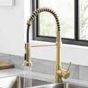 Kitchen Faucets with Pull Down Sprayer 304 Stainless Steel Industrial Single Handle One Hole Faucet for Farmhouse Camper Laundry Utility Rv Wet Bar Sinks Gold 9009K