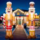 OurWarm 2 Pcs 8FT Merry Christmas Inflatable Outdoor Decoration, Inflatable Nutcracker Christmas Decor with Built-in LEDs & 3 Small Gingerbread, Christmas Blow Up Yard Decorations for Xmas Porch Lawn