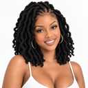 8 Packs Short Faux Locs Crochet Hair 120 Strands 12Inch Soft Locs wavy Dreadlocks Crochet Braids Natural Black Pre-Looped Crochet Hair for Women (1B, 12 Inch (Pack of 8))