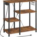 HOOBRO Bakers Rack with Power Outlet, Microwave Stand with 5 S-Shaped Hooks, Coffee Bar, Kitchen Storage Shelf, for Kitchen, Living Room, Rustic Brown and Black BF07UHB01 (31.5L x 15W x 33.9H)