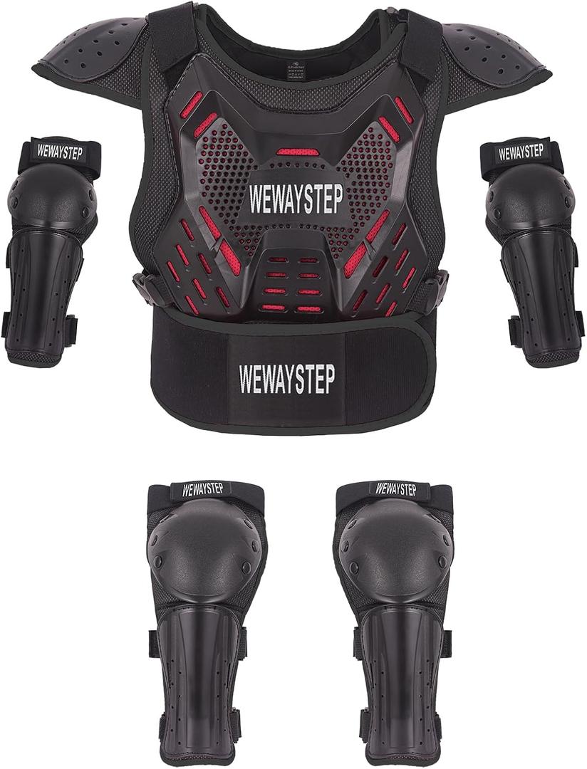 Kids' Dirt Bike Armor - Motocross Protective Gear with Chest Protector, Knee & Elbow Pads for Cycling & Off-Road Riding (Black)