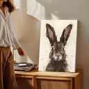 FLZYKGPA Painting Prints Brown Rabbit Canvas Wall Art - Neutral Tone Brushstroke Bunny Portrait, Modern Rustic Decor for Living Room Gallery Kitchen, High Definition Print Ready to Hang Artwork (8"L x 12"W, Picture 3)