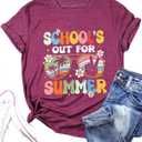 Happy Last Day of School Shirt Womens Schools Out for Summer T-Shirt Teacher Off Duty Gift Shirt (XL)