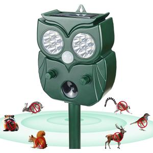 [2025 Upgrade] Solar Animal Repellent Outdoor for Deer Squirrel Mole Rabbit Cat Skunk Bird Raccoon Dog, Waterproof Ultrasonic Pest Repeller with Motion Detector and LED for Yard Lawns Garden 1 Pack