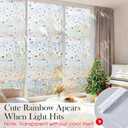 Windimiley Window Privacy Film 3D Rainbow Stained Glass Static Clings | Bathroom Decorative Sticker,Prism Holographic Sun Blocking Decals for Front Door Home Removable,Coverings,17.5x78.7 In,Pure