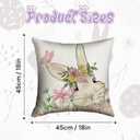Happy Easter Throw Pillow Covers 18x18 Set of 4, Pink Pillow Cases for Sofa, Spring Eggs Bunny Decorative Pillow Covers, Easter Polyester Linen Cushion Covers for Couch Sofa Outdoor Patio Decor