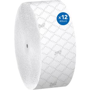 Scott Professional Coreless High-Capacity Jumbo Roll Bulk Toilet Paper (07006), 2-Ply, Elevated Design, White (12 Rolls at 1,150' Each, 13,800'/Case)