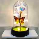 Rose Flower for Mother's Day Ideas, Mothers Day Flowers Gifts for Mom Wife from Daughter Son Husband, Forever Galaxy Rosas Eternas,Light Up Flower In Glass Dome, birthday Butterfly Gifts for women