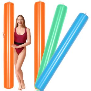 Meooeck 3 Pcs Jumbo Inflatable Pool Noodles 71", Thick Floating Swim Tubes for Pool Party, Large PVC Blow up Noodles for Summer Water Games Fun