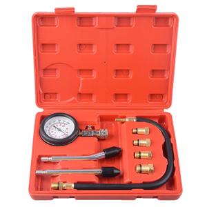 Professional Petrol Engine Compression Tester Kit Set for Automotives and Motorcycles (Red)