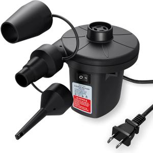 Quick-Fill Electric Air Pump with 3 Nozzles, AC 110V-120V Portable Inflator Deflator for Inflatables Pool Float Toys Air Mattress Bed Couch Swim Ring Tube Raft