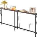 70 in Skinny Sofa Table Behind Couch, Console Table with Oulets & USB Ports for Hallway, Entryway,Living Room, Bedroom, Rustic Brown