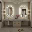 24"X36" Oval LED Bathroom Mirror with Lights, Frameless Vanity LED Mirror for Bathroom with Beveled Edge, Backlit Anti-Fog, Dimmable, 3 Colors, Memory Function, Tempered Glass, Shatter-Proof