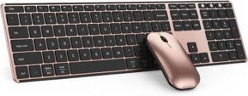 seenda Bluetooth Keyboard and Mouse for Mac, COS500 Multi-Device Rechargeable Keyboard Mouse with Quiet Keys, Full Size Slim Combo Compatible for MacBook Pro/Air, Mac, iPad, iPhone - Grey/Gold