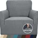 ZNSAYOTX 1 Piece Jacquard Chair Slipcovers for Living Room High Stretch Chair Covers with Arms Anti Slip Pets Friendly Couch Sofa Armchair Cover Furniture Protector (Chair, Light Grey) (Small (31"-46"))