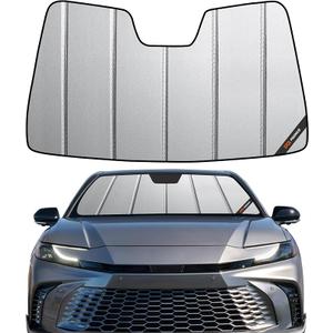 Pigenius Windshield Sunshade for Toyota Camry 2018-2019 (with Camera Sensor), Premium Grey Leather Finish