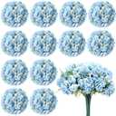 Tigeen 12 Bundles Peonies Artificial Flowers Faux Roses Silk Flowers Hydrangea Artificial Bouquet for Wedding Table Centerpiece Floral Vase Home Office Bridal Decor (Blue)